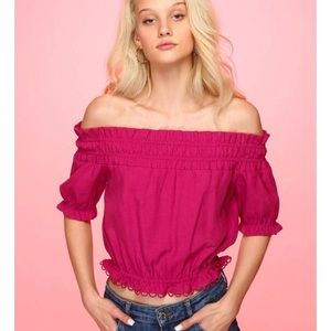 NWT Line & Dot off the shoulder pink top size S
